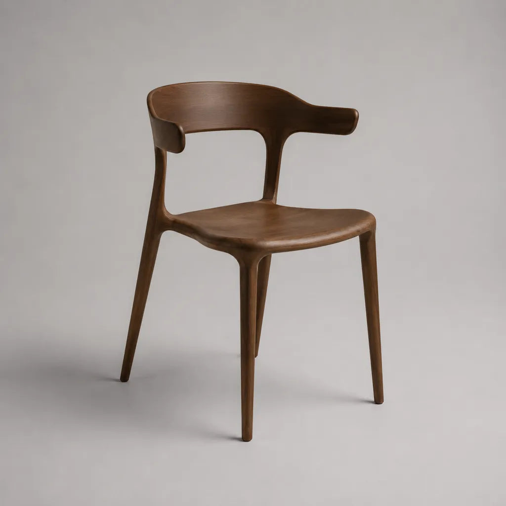 Chaise à manger en bois massif de noix avec accoudoirs, brun de noix, 56 × 54 × 77 cm