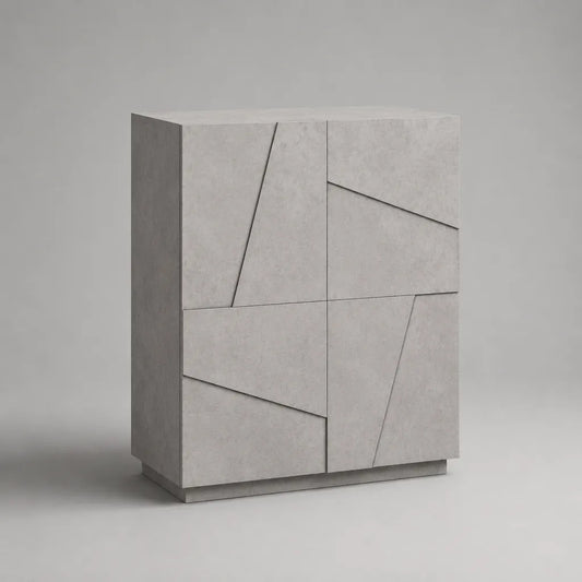 Highboard avec 4 portes en MDF et panneau de particules en optique béton, gris clair/gris, 100 × 40 × 120 cm