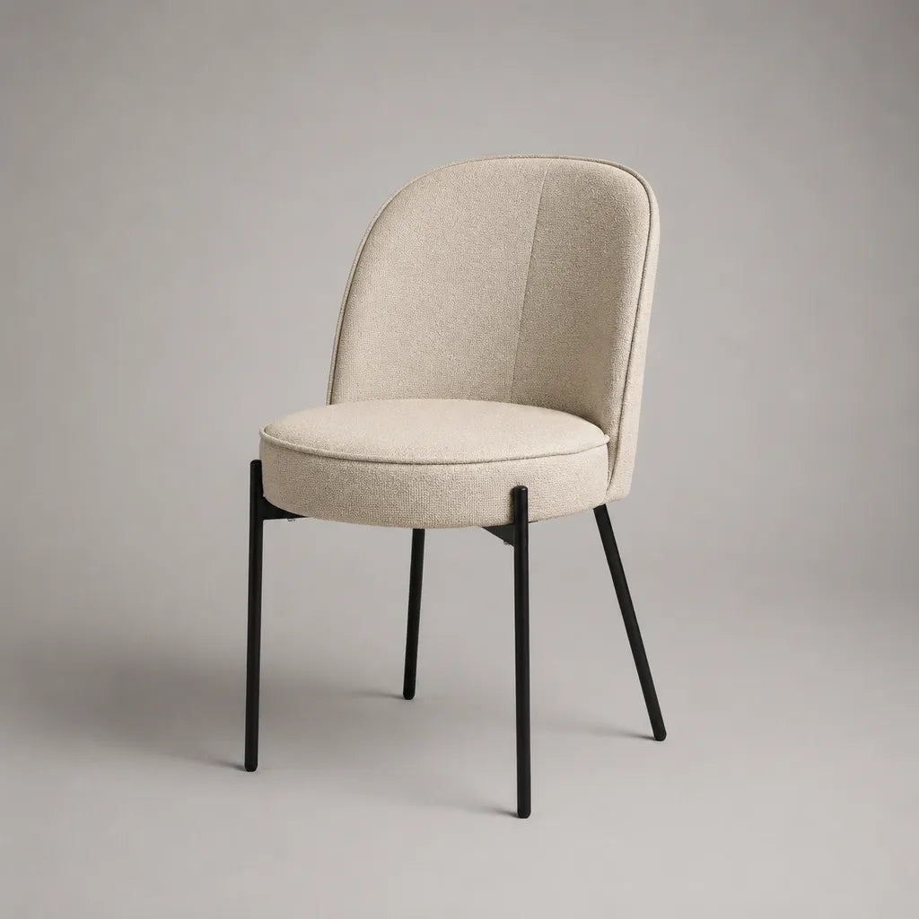 Chaise rembourrée avec housse en polyester et pieds en acier, ivoire/noir, 49 × 55 × 82 cm