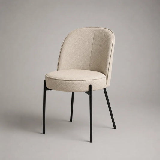 Chaise rembourrée avec housse en polyester et pieds en acier, ivoire/noir, 49 × 55 × 82 cm