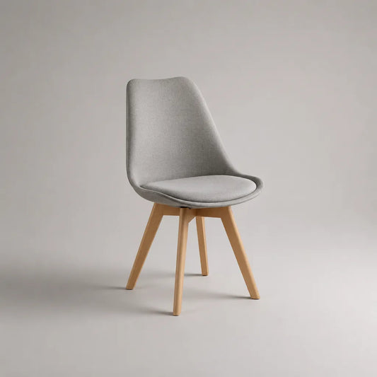 Chaise avec rembourrage, housse en polyester et pieds en bois massif, gris/nature, 49 × 55 × 84 cm