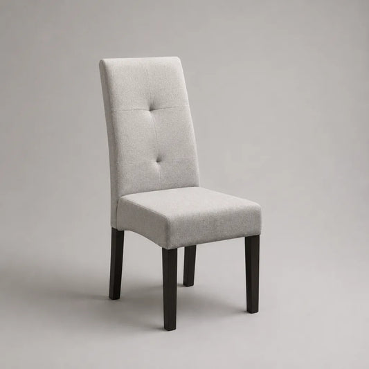Chaise rembourrée avec dossier haut et pieds en bois, gris clair/noir, 45 × 56 × 100 cm