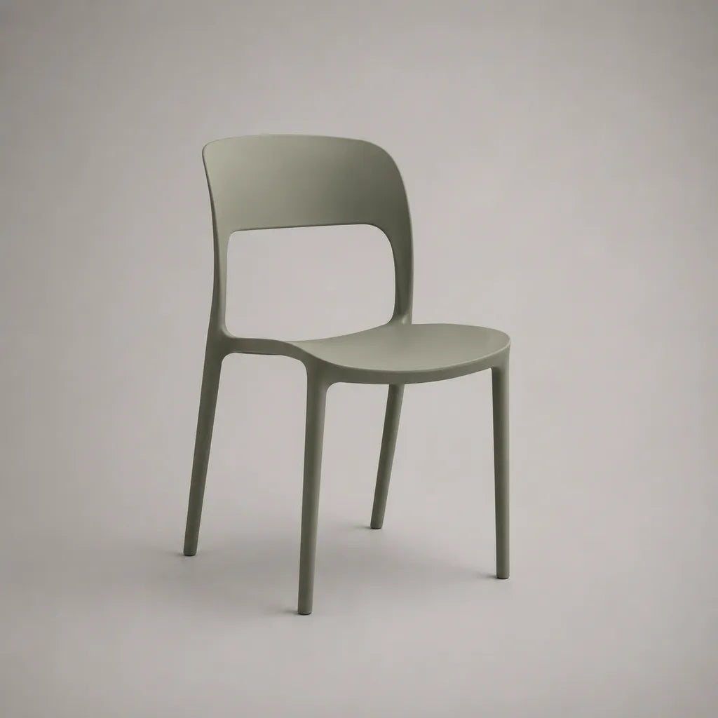 Chaise à manger en polypropylène avec dossier ouvert, vert sauge, 48 × 52 × 80 cm