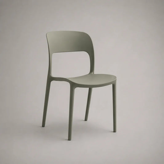 Chaise à manger en polypropylène avec dossier ouvert, vert sauge, 48 × 52 × 80 cm